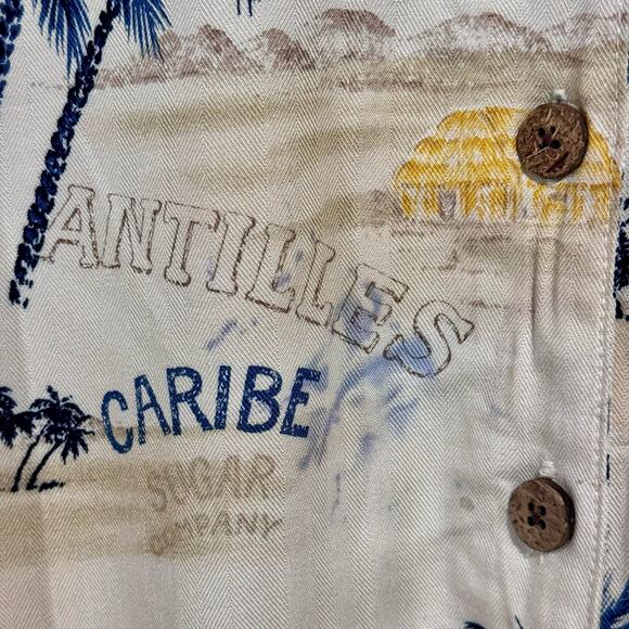 Havana Jack's Cafe Women's Hawaiian Shirt NWT XL Knot Front Crop Tan Yellow READ - Picture 8 of 9